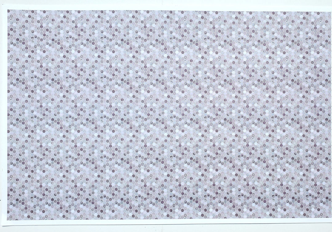 Dollhouse Tile Wallpaper Hexagons Purples Bathroom Kitchen 1:12 Scale Itsy Bitsy - Miniature Crush