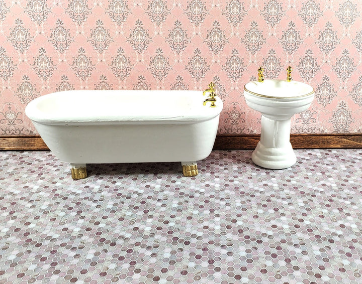 Dollhouse Tile Wallpaper Hexagons Purples Bathroom Kitchen 1:12 Scale Itsy Bitsy - Miniature Crush