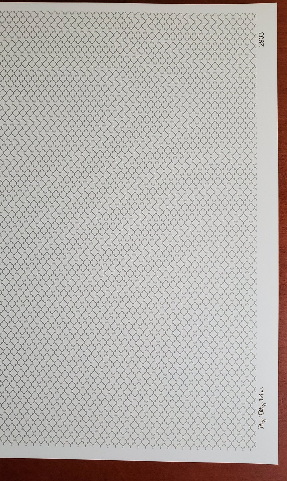Dollhouse Tile Wallpaper or Flooring Trellis White Gray 1:12 Scale Itsy Bitsy Miniature - Miniature Crush