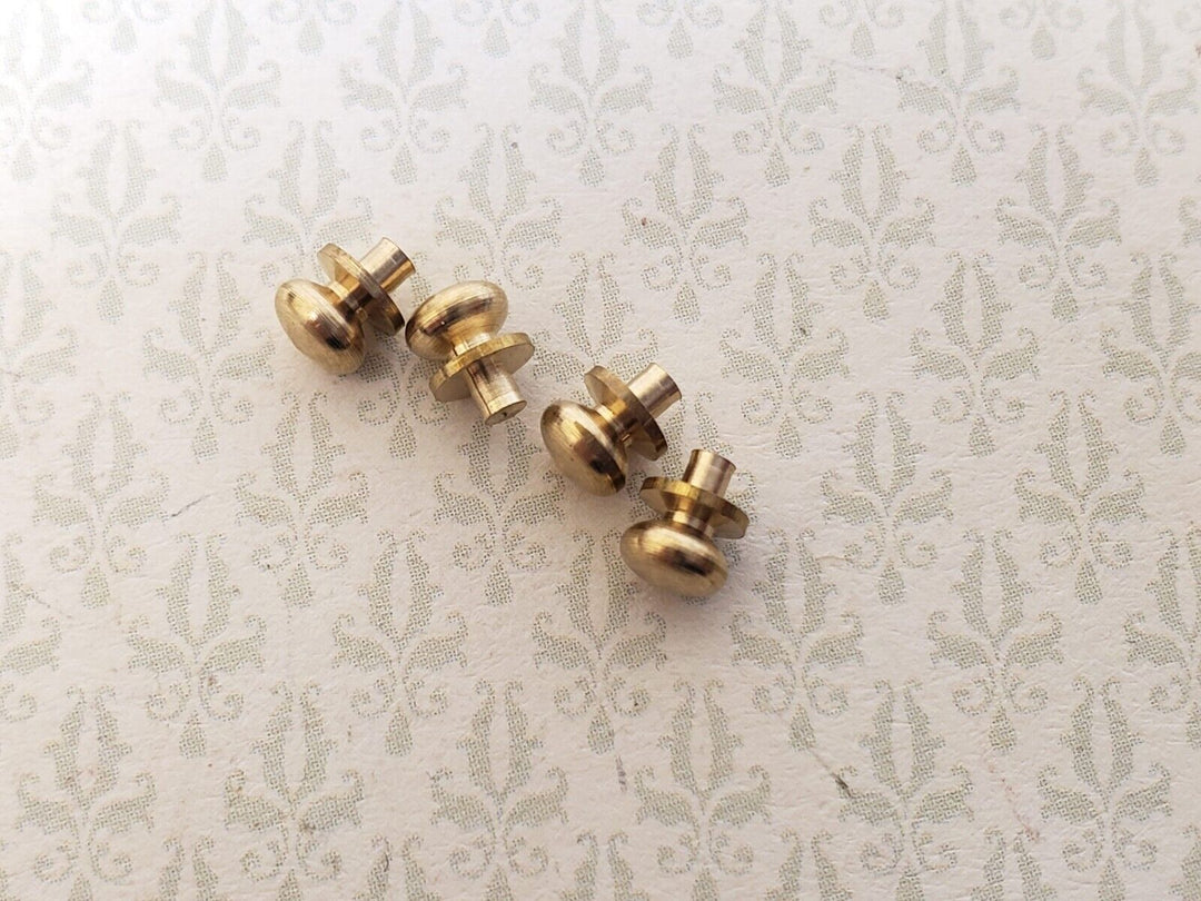 Dollhouse Tiny Brass Gold Knobs Metal for Door or Drawer Pulls Set of 4 1:12 - Miniature Crush