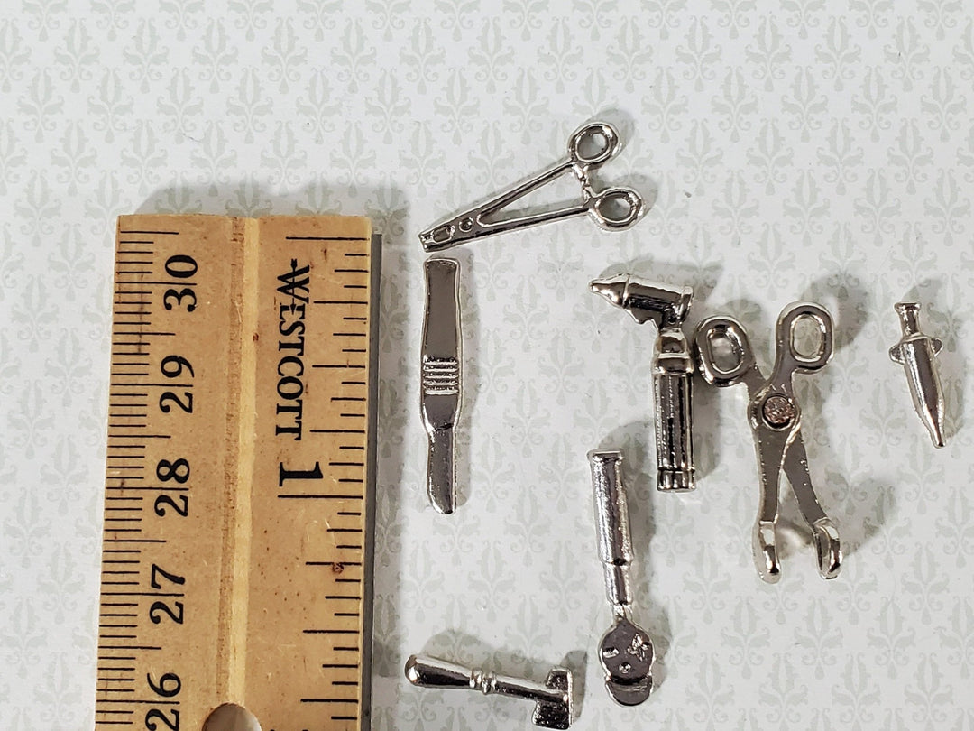 Dollhouse Tiny Medical Surgical Instruments 7 Pieces Metal Miniature Accessories Tools - Miniature Crush