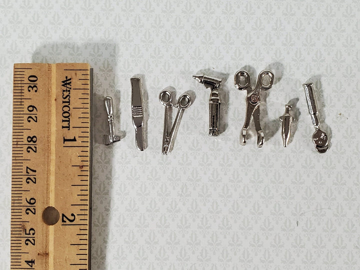 Dollhouse Tiny Medical Surgical Instruments 7 Pieces Metal Miniature Accessories Tools - Miniature Crush