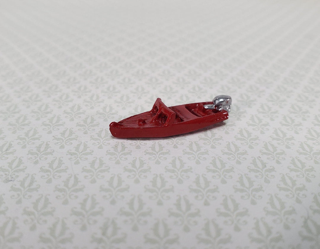 Dollhouse Tiny Speed Boat Toy Red 1:12 Scale Nursery Toys Painted Metal - Miniature Crush