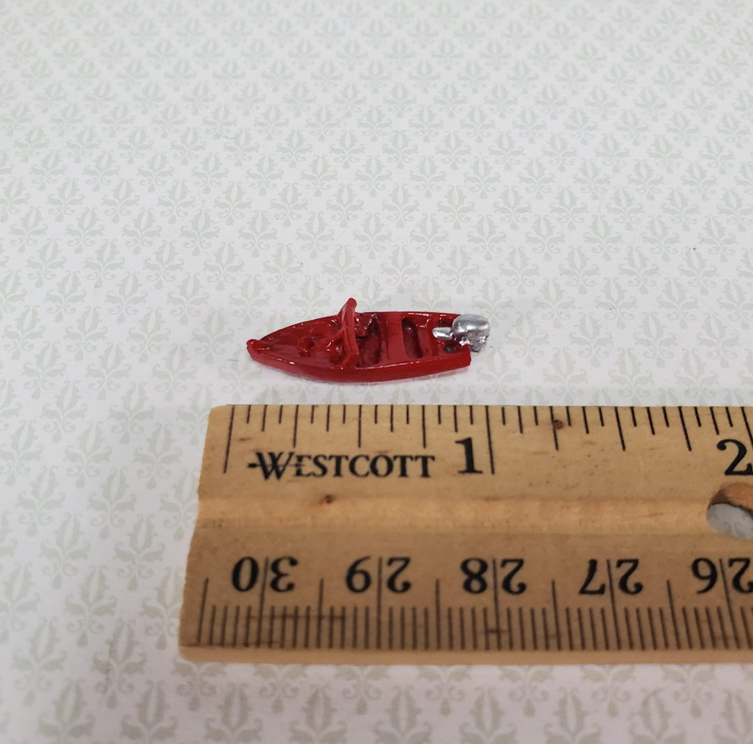 Dollhouse Tiny Speed Boat Toy Red 1:12 Scale Nursery Toys Painted Metal - Miniature Crush