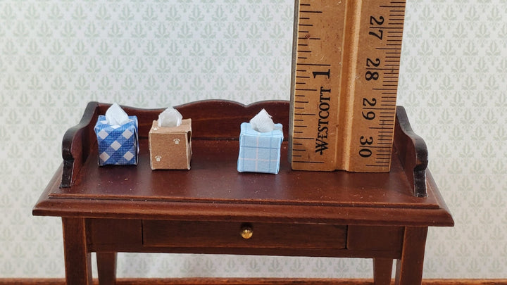 Dollhouse Tissue Box Set of 3 1:12 Scale Miniature Modern Bathroom Vanity Blues - Miniature Crush