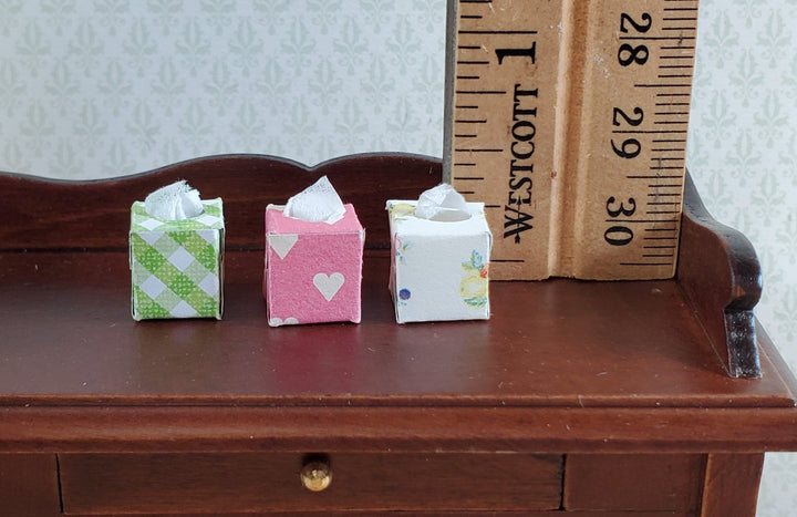 Dollhouse Tissue Boxes Set of 3 1:12 Scale Miniature Modern Bathroom Vanity - Miniature Crush