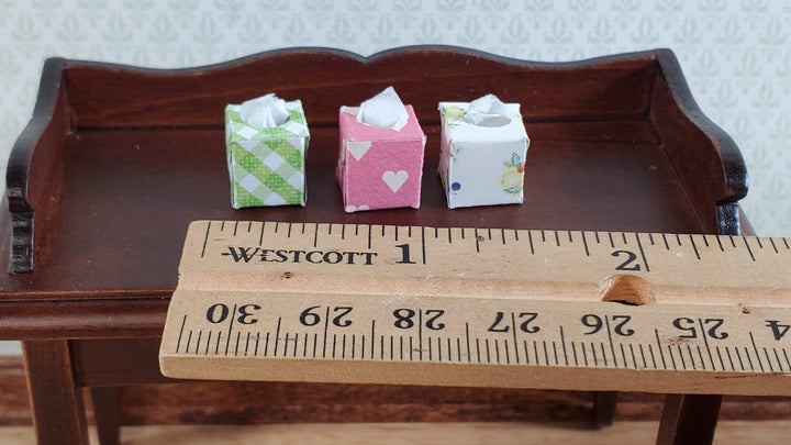 Dollhouse Tissue Boxes Set of 3 1:12 Scale Miniature Modern Bathroom Vanity - Miniature Crush