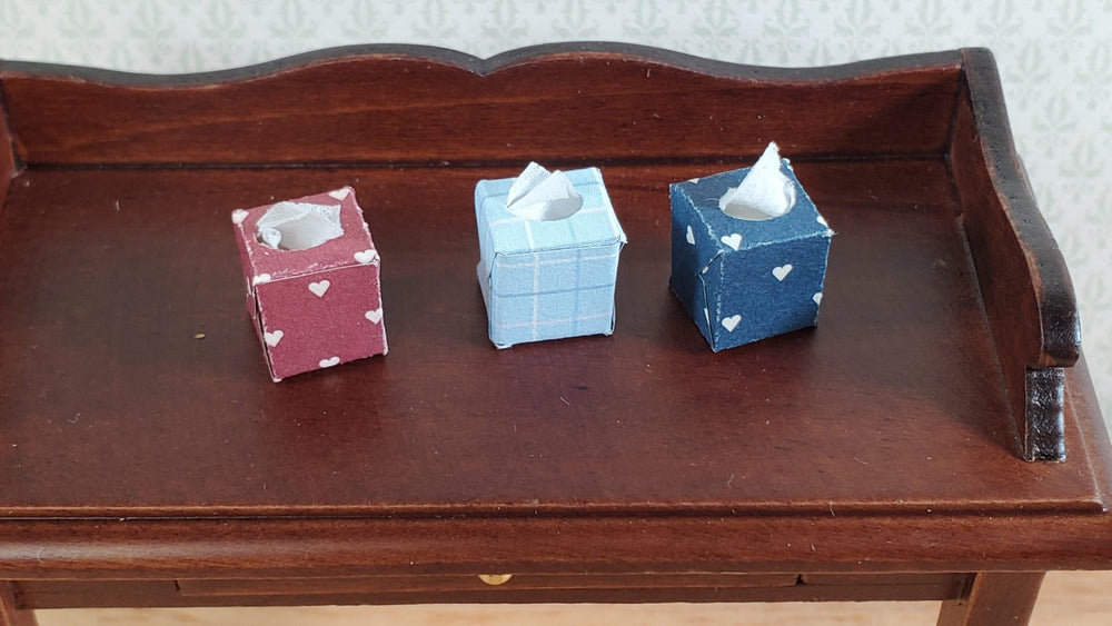 Dollhouse Tissue Boxes Set of 3 1:12 Scale Miniature Modern Bathroom Vanity Blue - Miniature Crush