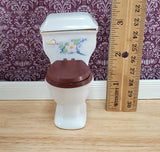 Dollhouse Toilet Ceramic White with Floral Design 1:12 Scale Miniature Bathroom - Miniature Crush