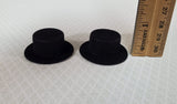 Dollhouse Top Hats Set of 2 Black Wearable Flocked 1:12 Scale Miniature Steampunk - Miniature Crush