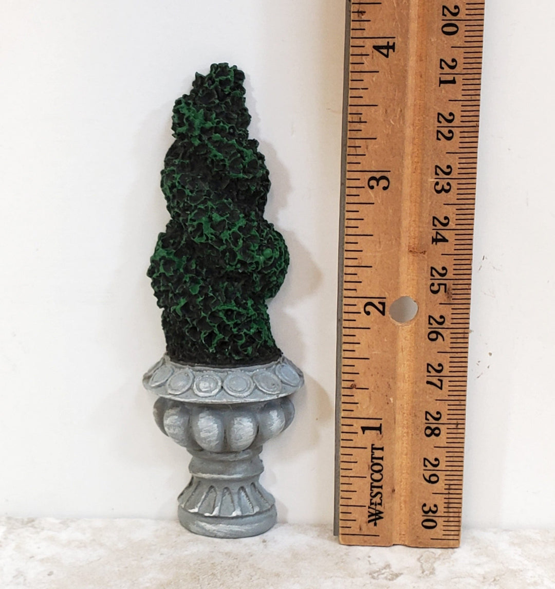 Dollhouse Topiary Flat Back Tall Twist Potted Bush 1:12 Scale Resin Miniature Garden - Miniature Crush