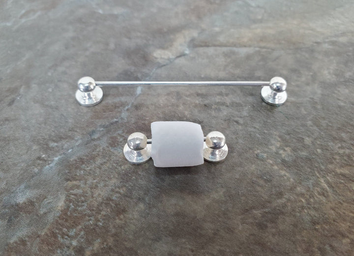 Dollhouse Towel Rod & Toilet Paper Holder Silver 1:12 Scale Miniature Bathroom - Miniature Crush