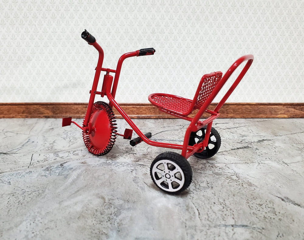 Dollhouse Tricycle Trike Pedal Car Red Metal 1:12 Scale Miniature - Miniature Crush