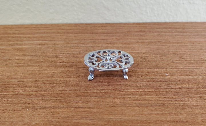 Dollhouse Trivet Hot Plate Oval 1:12 Scale Miniature Polished Metal by Phoenix Model - Miniature Crush