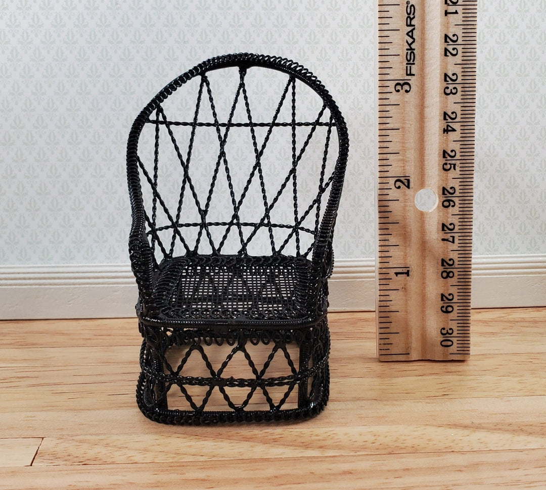 Dollhouse Tub Chair Black Metal for Patio Porch 1:12 Miniature Fairy Garden - Miniature Crush