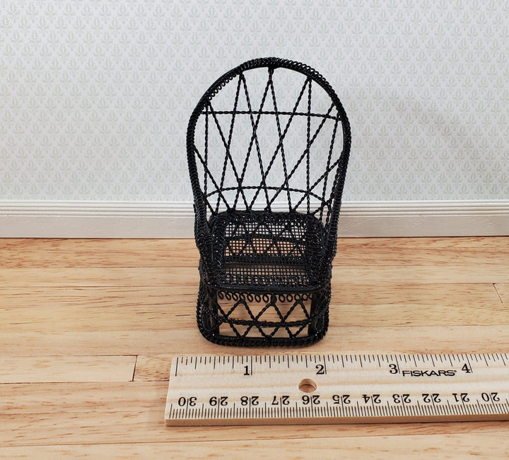Dollhouse Tub Chair Black Metal for Patio Porch 1:12 Miniature Fairy Garden - Miniature Crush