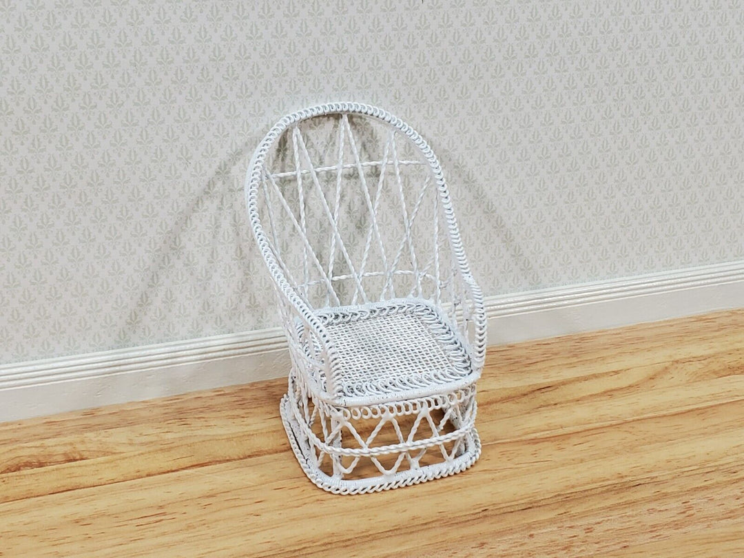 Dollhouse Tub Chair White Metal for Patio Porch 1:12 Miniature Fairy Garden - Miniature Crush