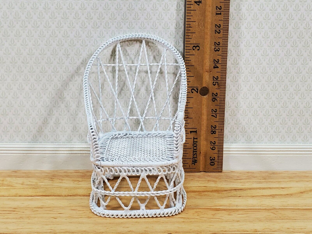 Dollhouse Tub Chair White Metal for Patio Porch 1:12 Miniature Fairy Garden - Miniature Crush