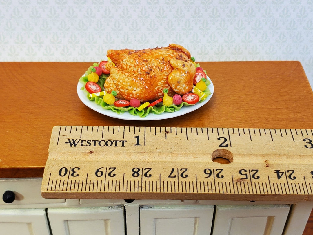 Dollhouse Turkey on Platter with Vegetables 1:12 Scale Miniature Food Kitchen - Miniature Crush