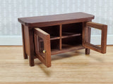 Dollhouse TV Media Stand Low Cabinet Modern Style Walnut Finish 1:12 Scale Miniature Furniture - Miniature Crush