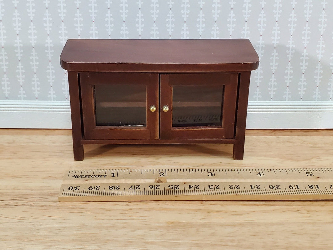 Dollhouse TV Media Stand Low Cabinet Modern Style Walnut Finish 1:12 Scale Miniature Furniture - Miniature Crush