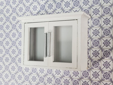 Dollhouse Upper Kitchen Cabinet Cupboard White with Doors 1:12 Scale Modern Miniature - Miniature Crush