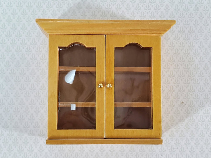 Dollhouse Upper Kitchen Cabinet Oak Finish 1:12 Scale Miniature Hanging Cupboard - Miniature Crush