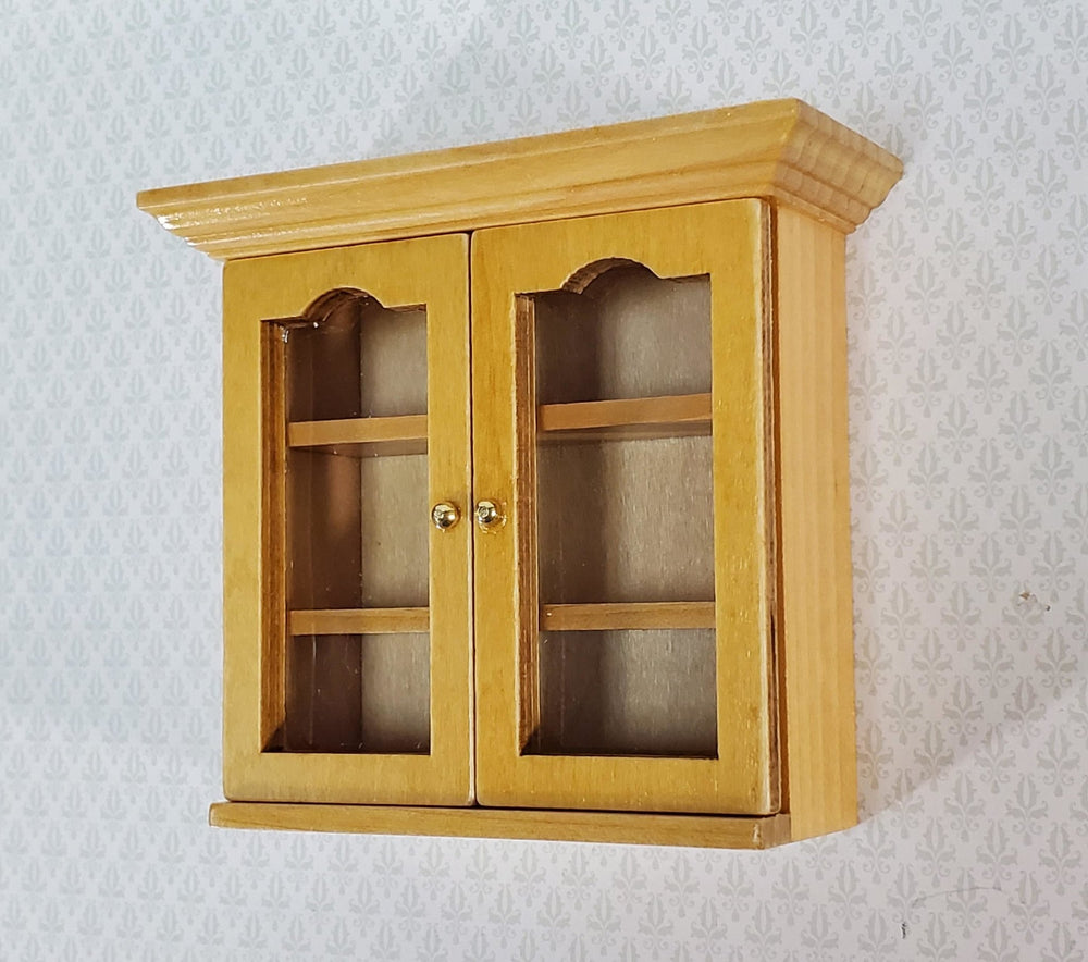 Dollhouse Upper Kitchen Cabinet Oak Finish 1:12 Scale Miniature Hanging Cupboard - Miniature Crush