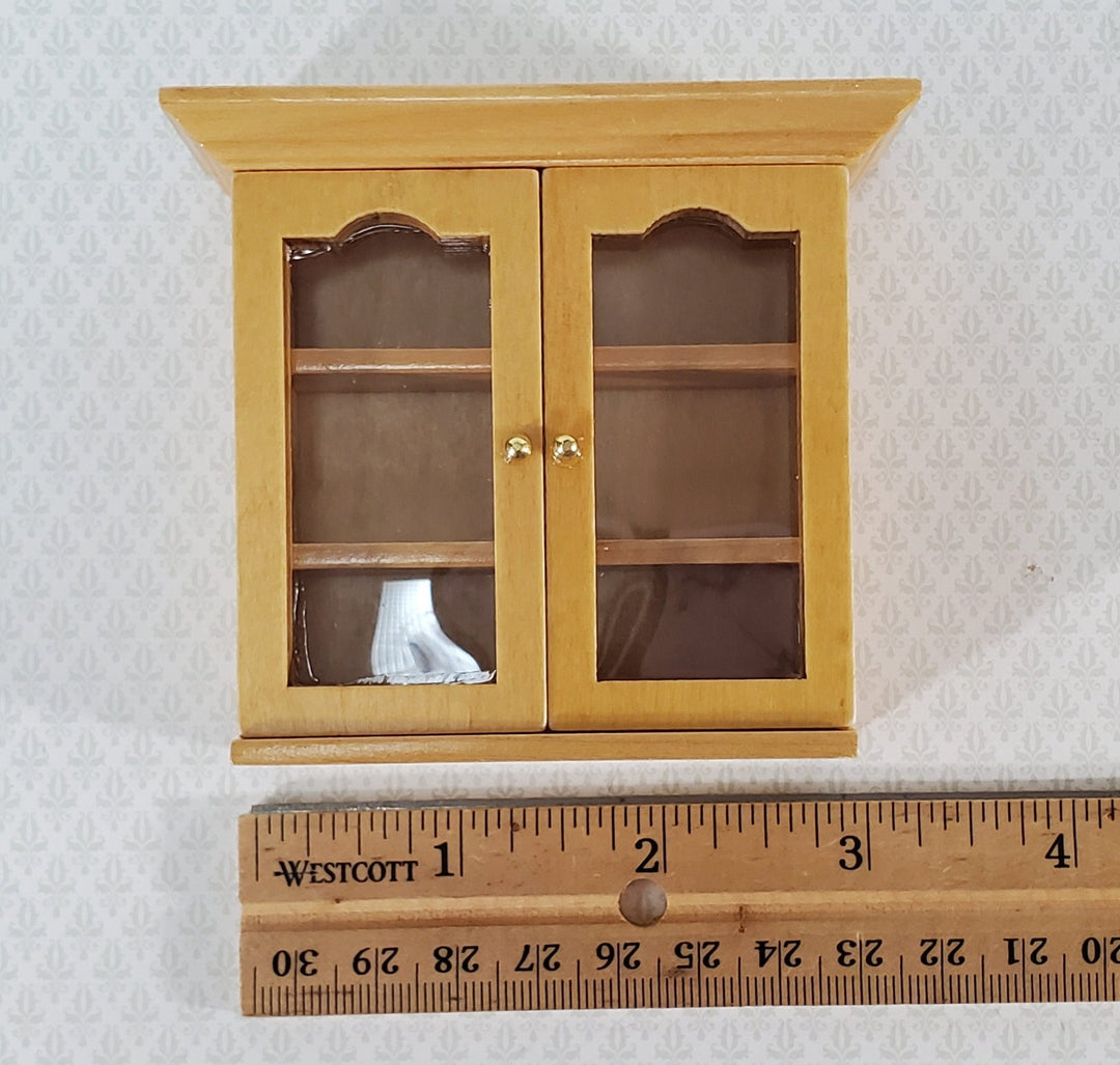 Dollhouse Upper Kitchen Cabinet Oak Finish 1:12 Scale Miniature Hanging Cupboard - Miniature Crush