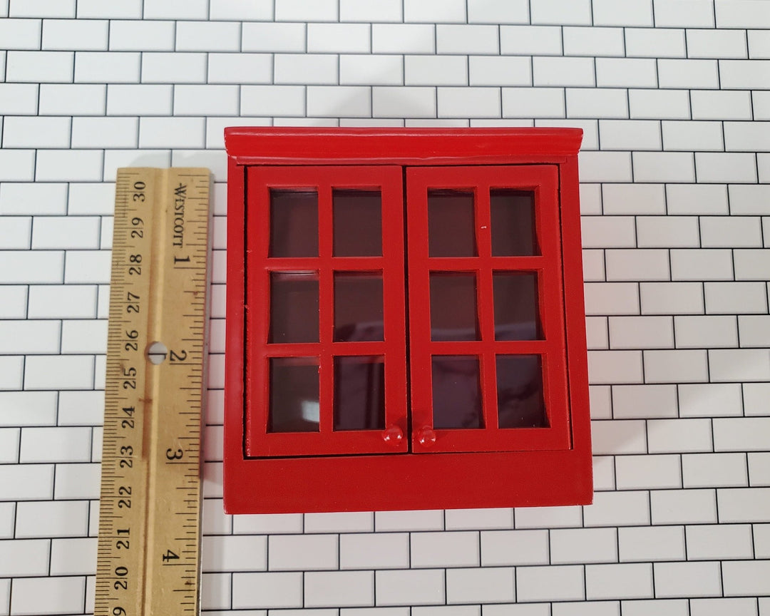 Dollhouse Upper Kitchen Cabinet Red Finish 1:12 Scale Miniature Hanging Cupboard - Miniature Crush