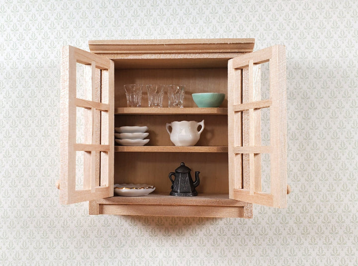 Dollhouse Upper Kitchen Cabinet Unpainted 1:12 Scale Hanging Miniature Cupboard - Miniature Crush