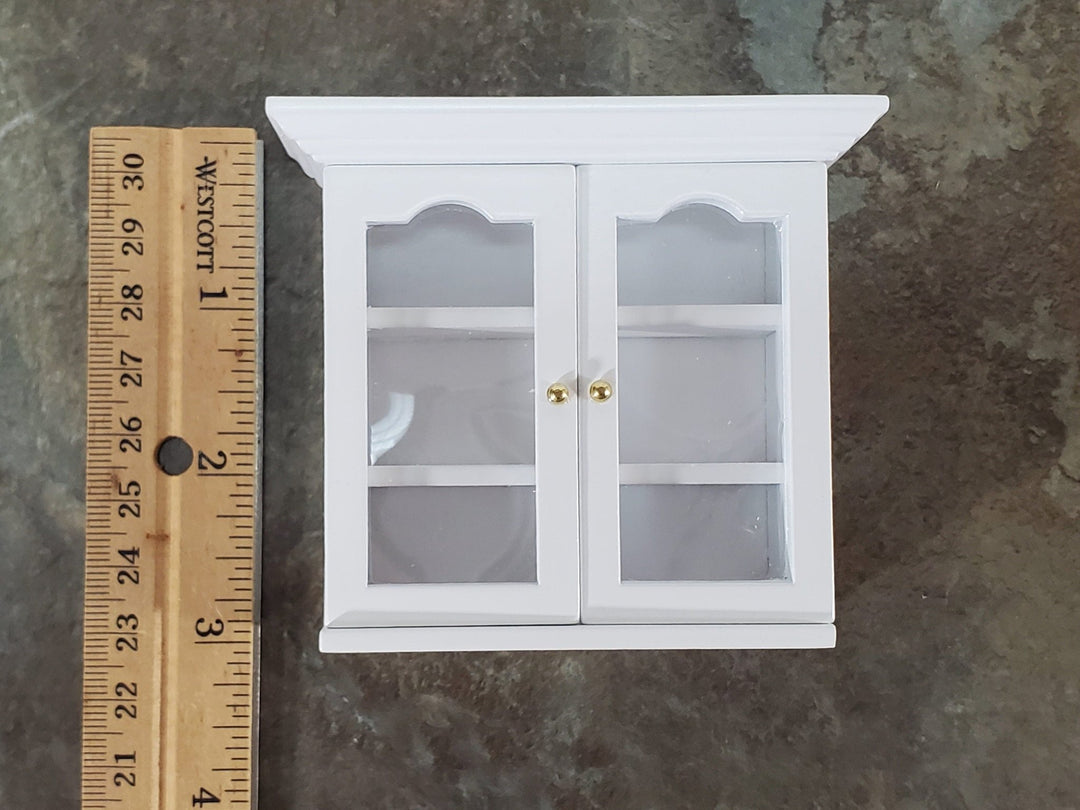 Dollhouse Upper Kitchen Cabinet White Finish 1:12 Scale Miniature Hanging Cupboard - Miniature Crush