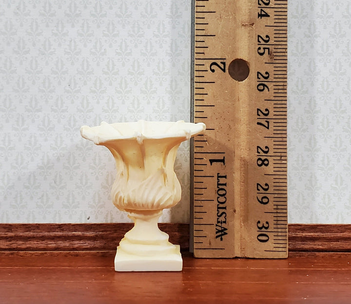 Dollhouse Urn Planter Set of 2 Cast Resin 1:12 Scale Aged Ivory A997IV by Falcon Miniatures - Miniature Crush