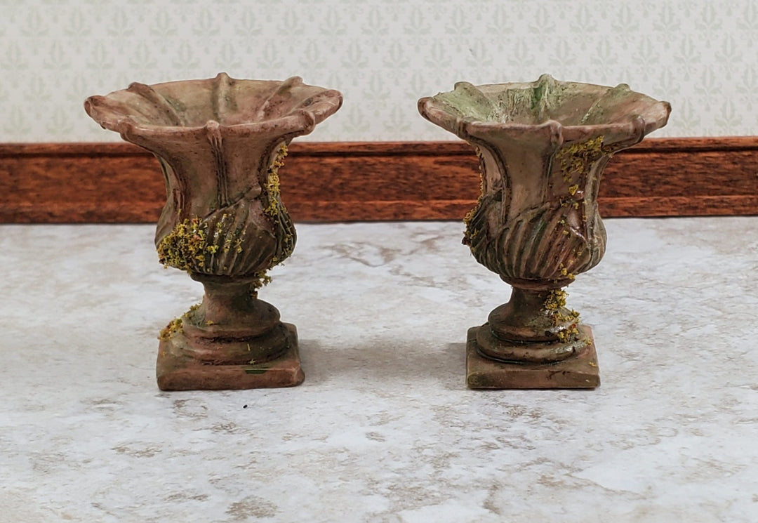 Dollhouse Urn Planter Set of 2 Cast Resin 1:12 Scale Aged Tan A997B by Falcon Miniatures - Miniature Crush
