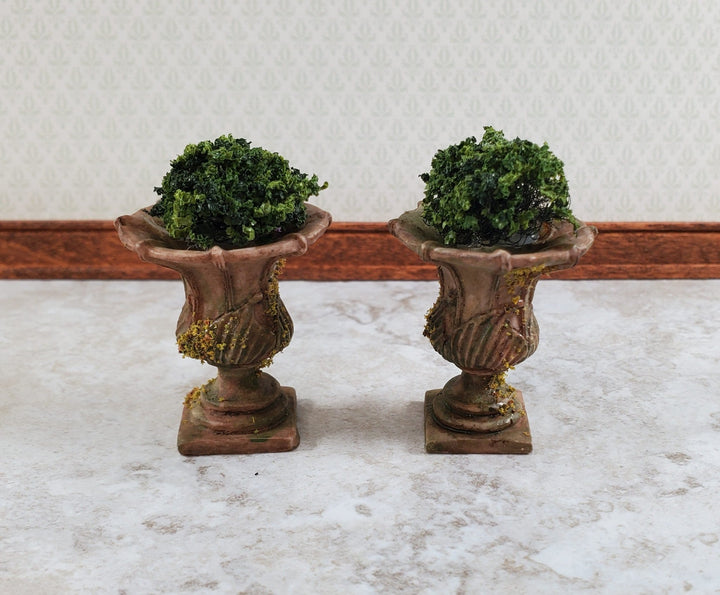 Dollhouse Urn Planter Set of 2 Cast Resin 1:12 Scale Aged Tan A997B by Falcon Miniatures - Miniature Crush