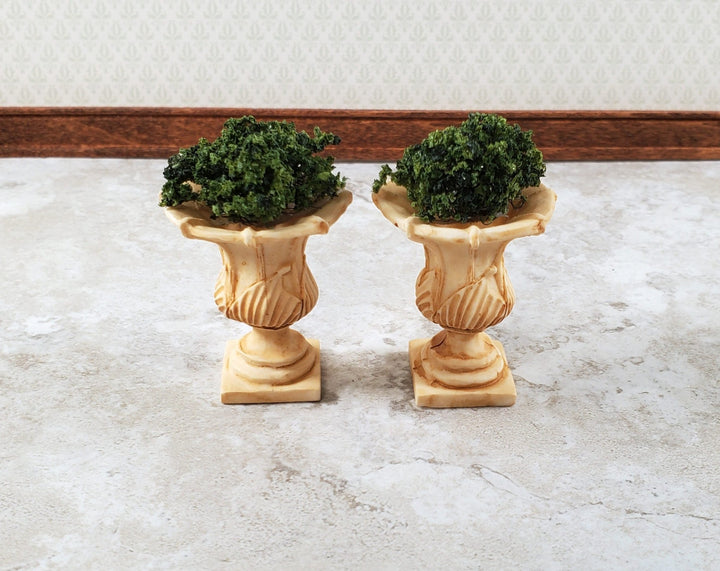 Dollhouse Urn Planter Set of 2 Cast Resin 1:12 Scale Aged Tan A997TN by Falcon Miniatures - Miniature Crush