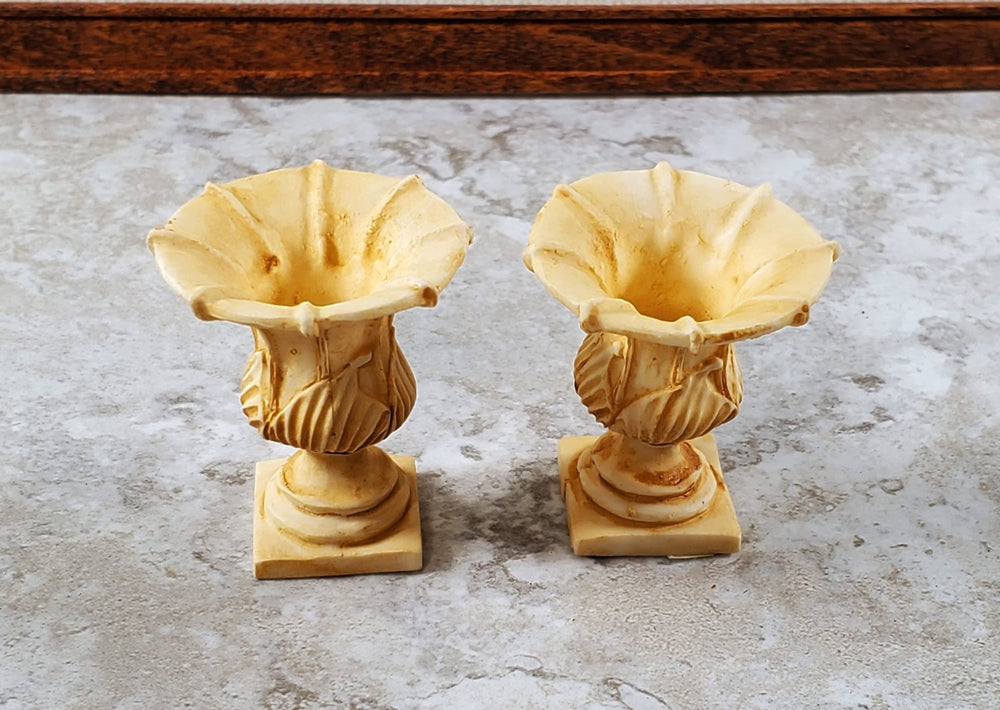 Dollhouse Urn Planter Set of 2 Cast Resin 1:12 Scale Aged Tan A997TN by Falcon Miniatures - Miniature Crush