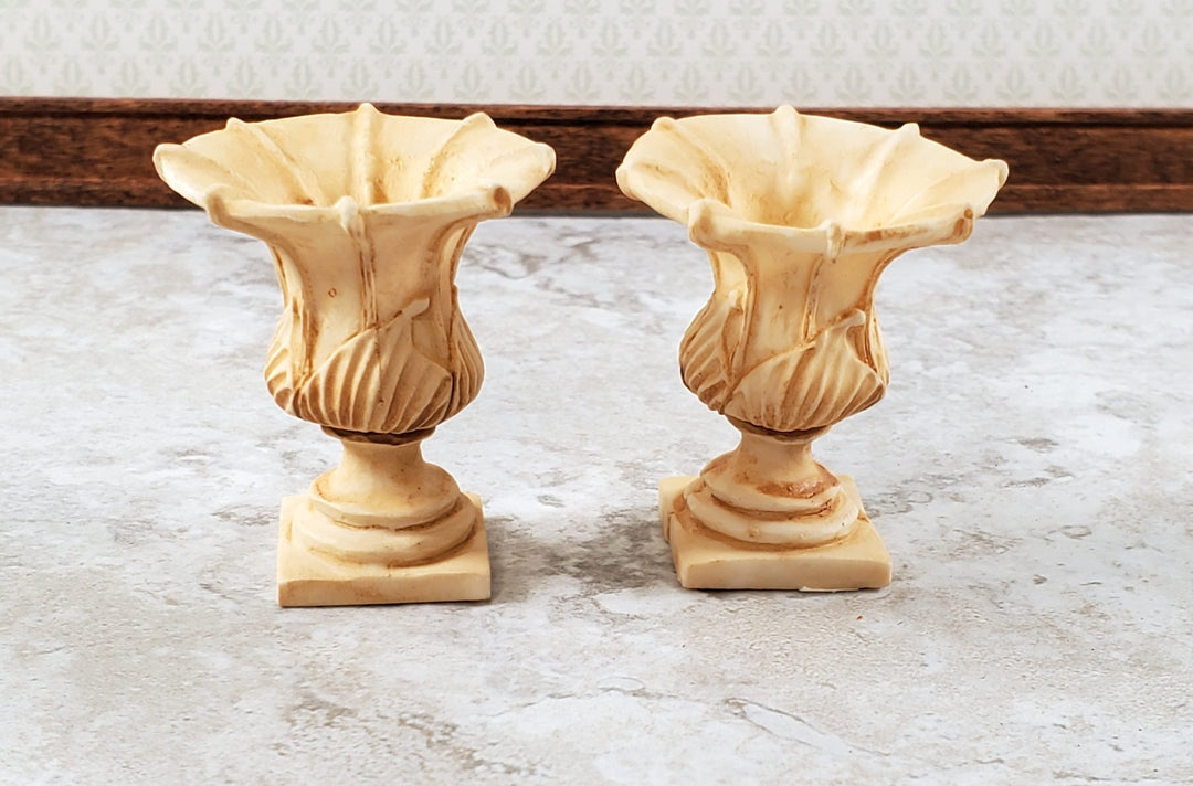 Dollhouse Urn Planter Set of 2 Cast Resin 1:12 Scale Aged Tan A997TN by Falcon Miniatures - Miniature Crush