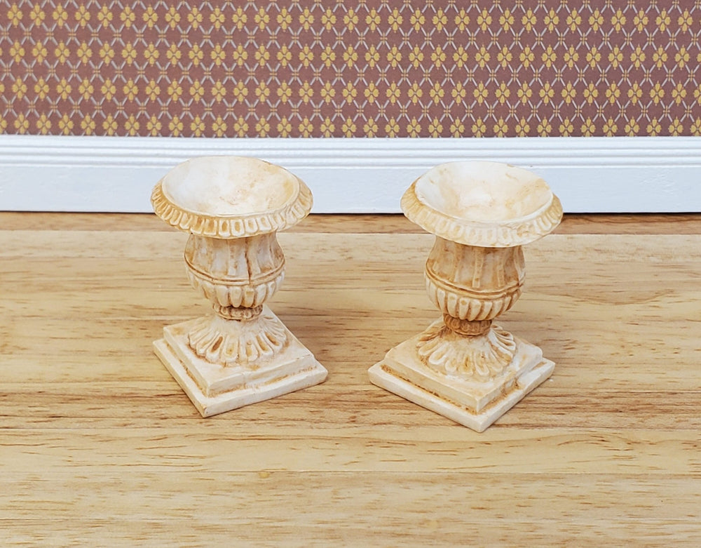 Dollhouse Urn Planter Set of 2 Cast Resin 1:12 Scale Tan A1441TN by Falcon Miniatures - Miniature Crush