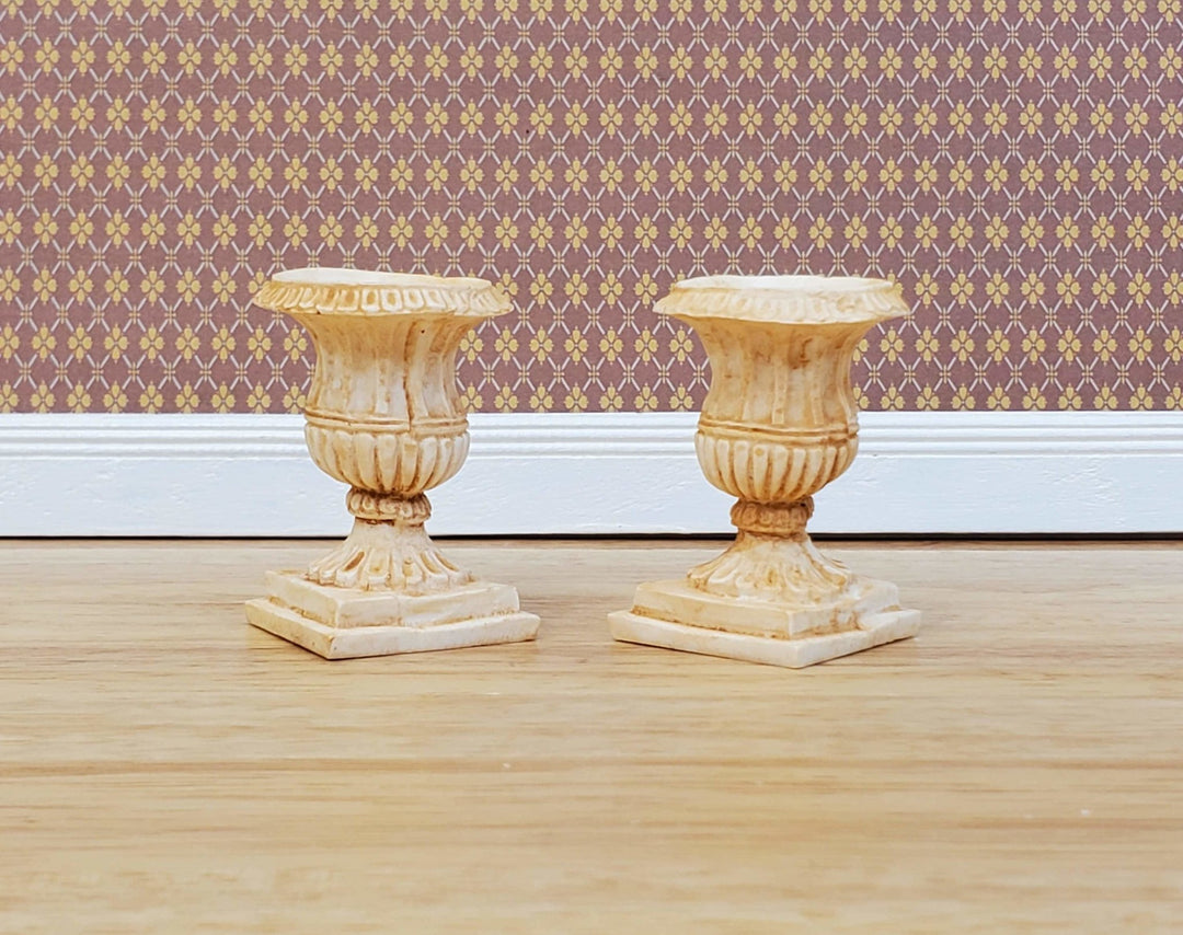 Dollhouse Urn Planter Set of 2 Cast Resin 1:12 Scale Tan A1441TN by Falcon Miniatures - Miniature Crush