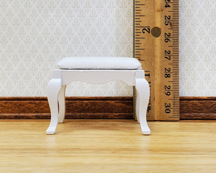 Dollhouse Vanity Stool or Foot Stool White Wood 1:12 Scale Miniature Furniture - Miniature Crush