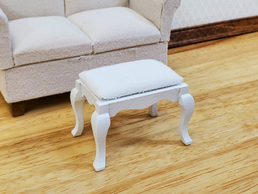 Dollhouse Vanity Stool or Foot Stool White Wood 1:12 Scale Miniature Furniture - Miniature Crush