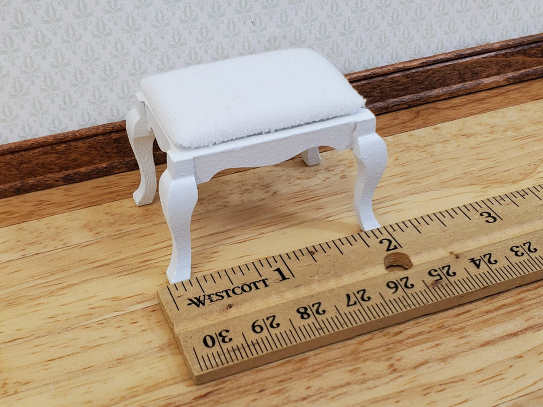 Dollhouse Vanity Stool or Foot Stool White Wood 1:12 Scale Miniature Furniture - Miniature Crush