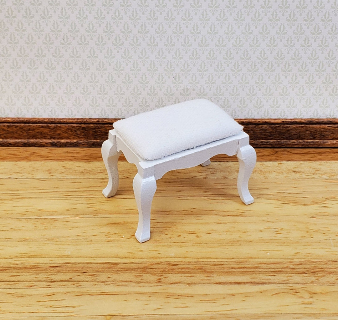 Dollhouse Vanity Stool or Foot Stool White Wood 1:12 Scale Miniature Furniture - Miniature Crush