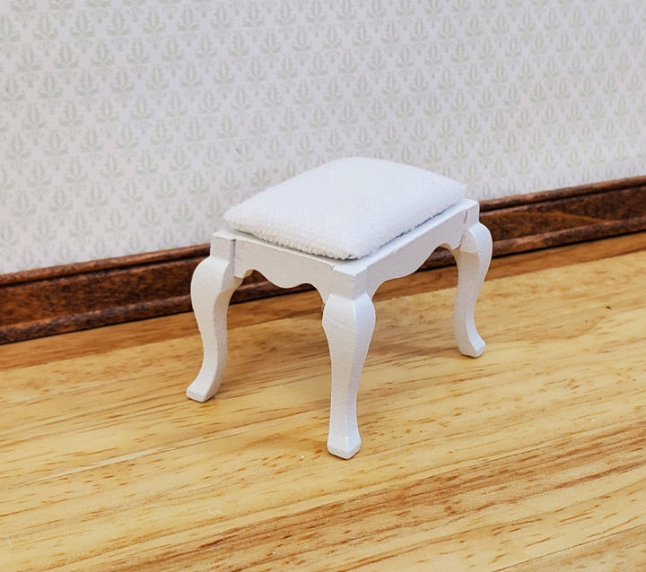 Dollhouse Vanity Stool or Foot Stool White Wood 1:12 Scale Miniature Furniture - Miniature Crush