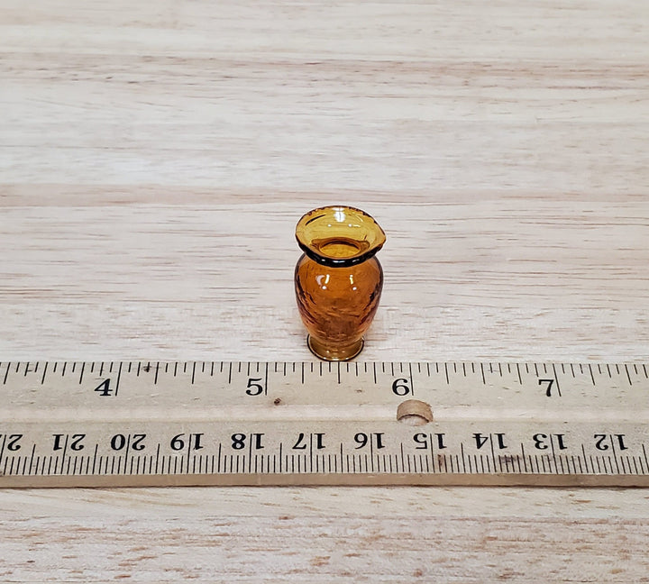 Dollhouse Vase Amber Glass Textured 1:12 Scale Miniature Hand Blown Philip Grenyer - Miniature Crush