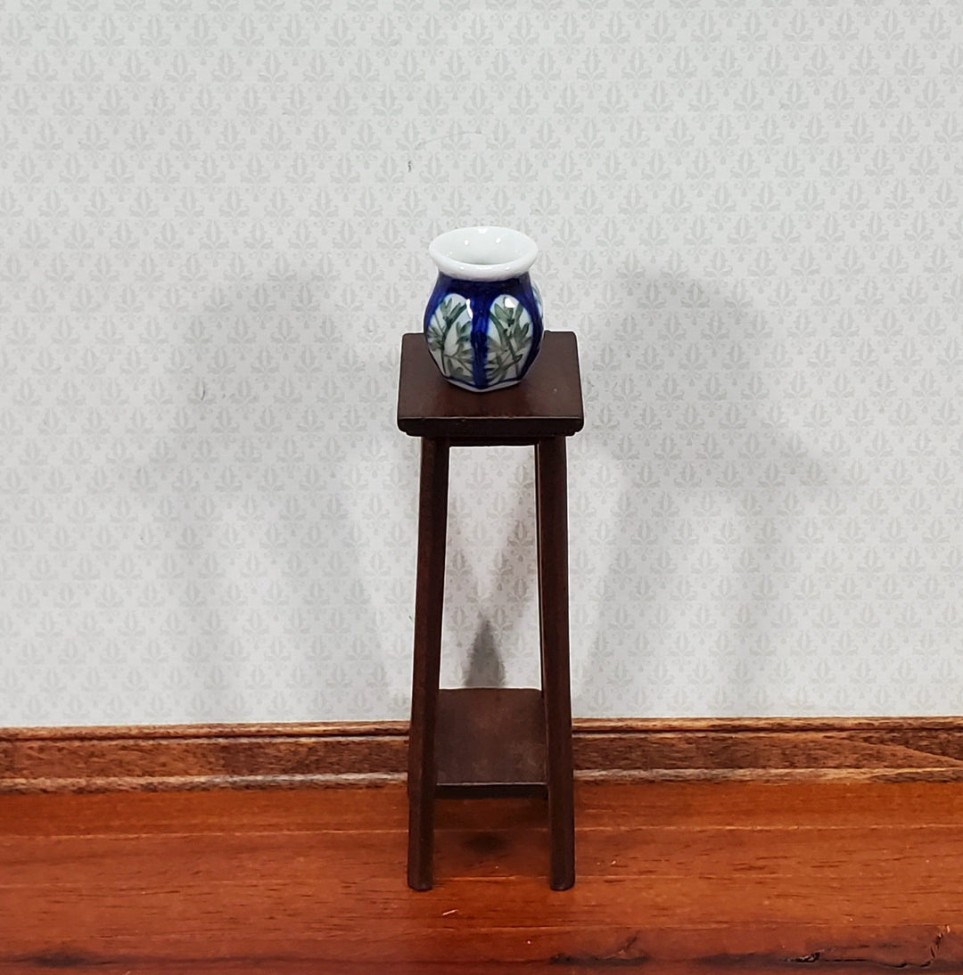 Dollhouse Vase Blue Green & White or Decorative Planter Ceramic Use in 1:12 or 1/6 Scale Miniatures - Miniature Crush