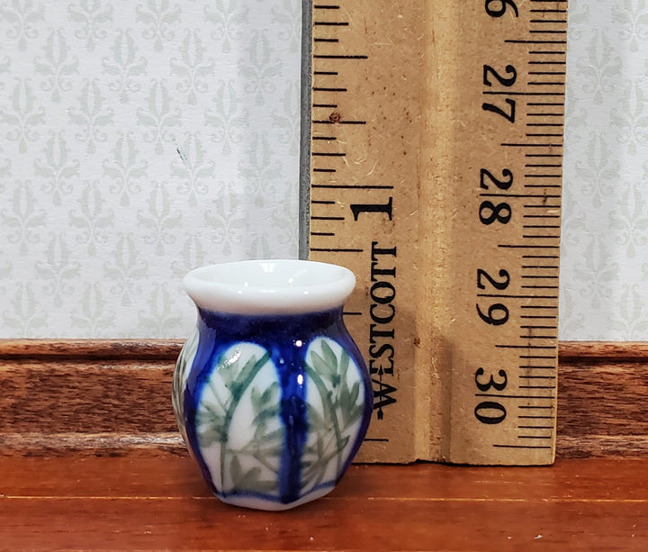 Dollhouse Vase Blue Green & White or Decorative Planter Ceramic Use in 1:12 or 1/6 Scale Miniatures - Miniature Crush