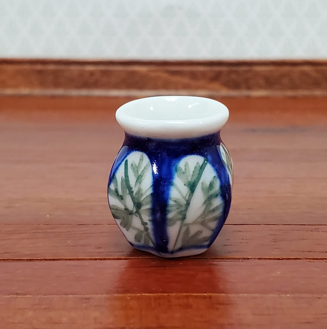 Dollhouse Vase Blue Green & White or Decorative Planter Ceramic Use in 1:12 or 1/6 Scale Miniatures - Miniature Crush
