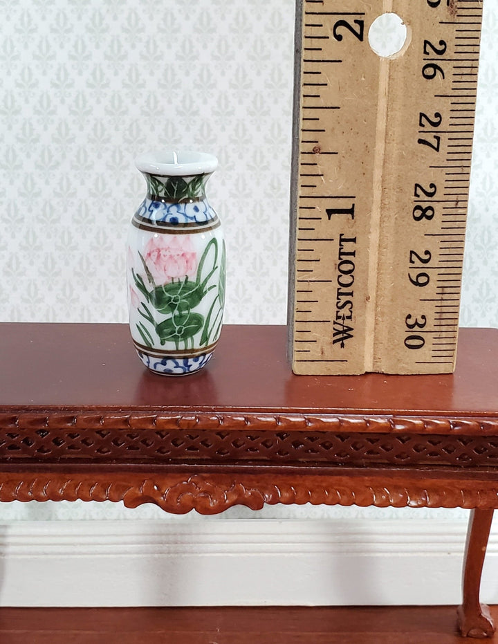 Dollhouse Vase Ceramic Water Lily Design 1 1/4" Tall 1:12 Scale by Falcon Miniatures - Miniature Crush